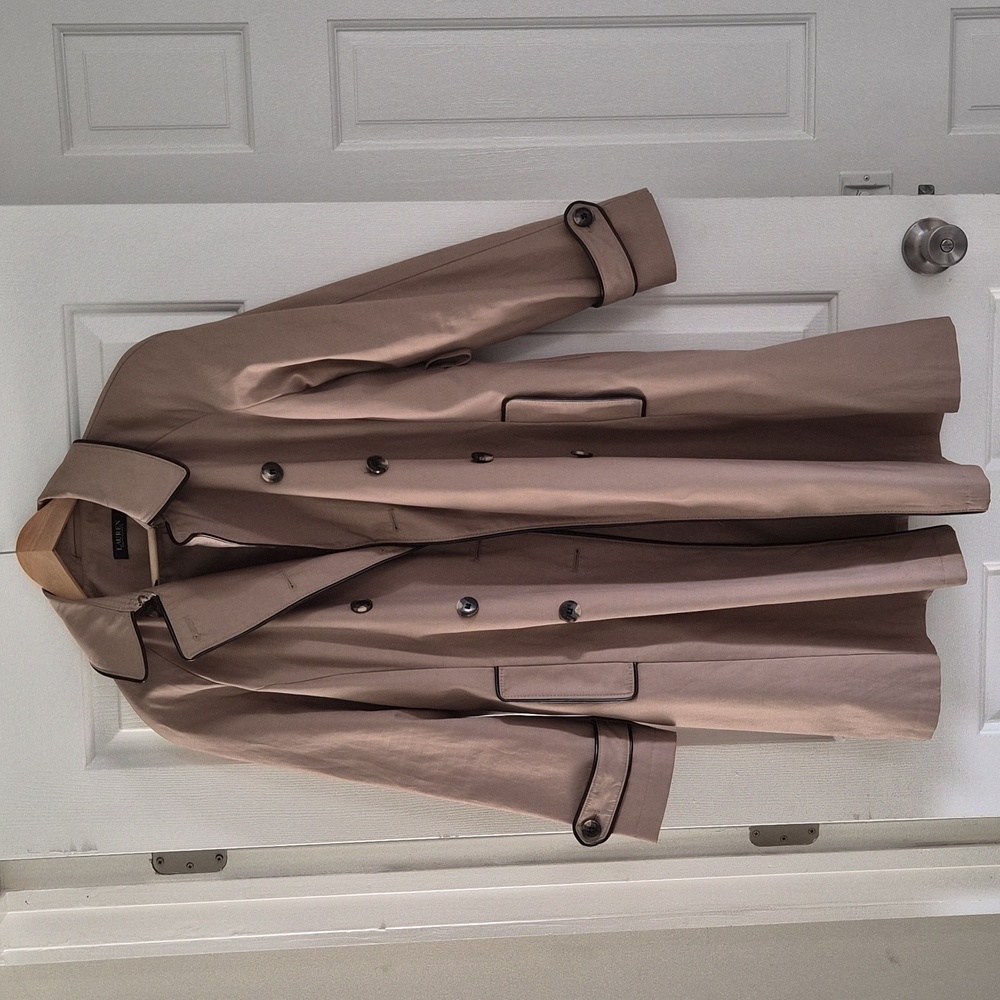 Ralph Lauren faux leather trim trench coat - Picture 2 of 6